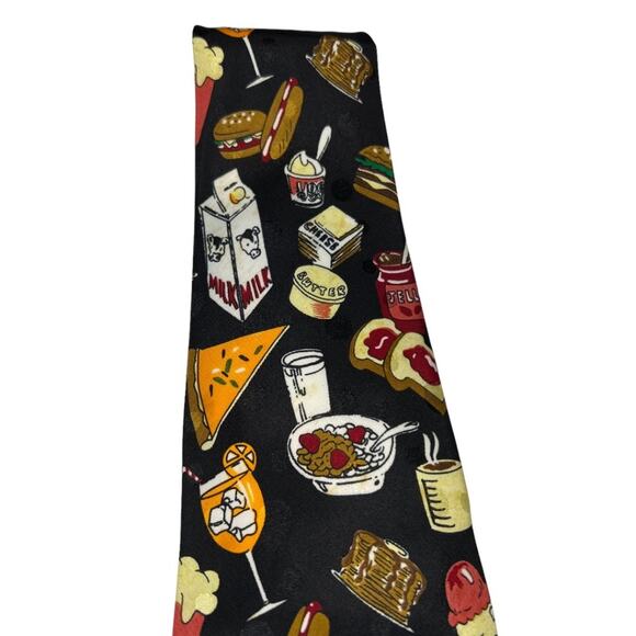 Vintage Keeps USA Food Theme Mens Necktie, Chainsworld Corp. Black White Red - Picture 4 of 10
